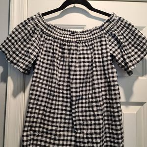 Loft black and white gingham top